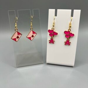🆕 Pink and Gold Earrings Set - Handmade #162